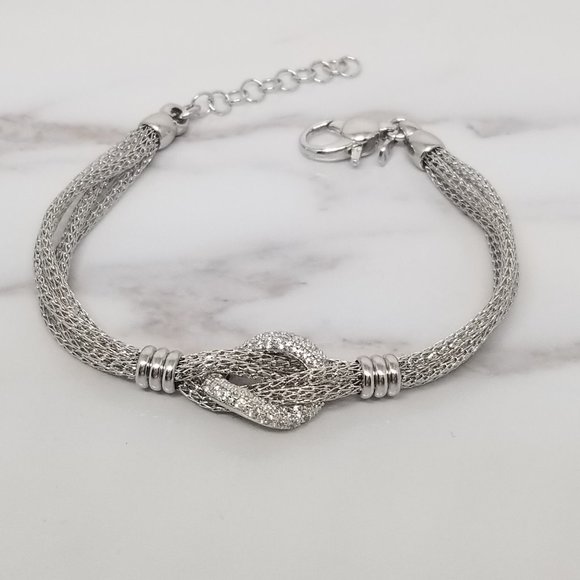 Lutiro Jewelry - Sterling Silver Italian Mesh Style Bracelet w/ CZ